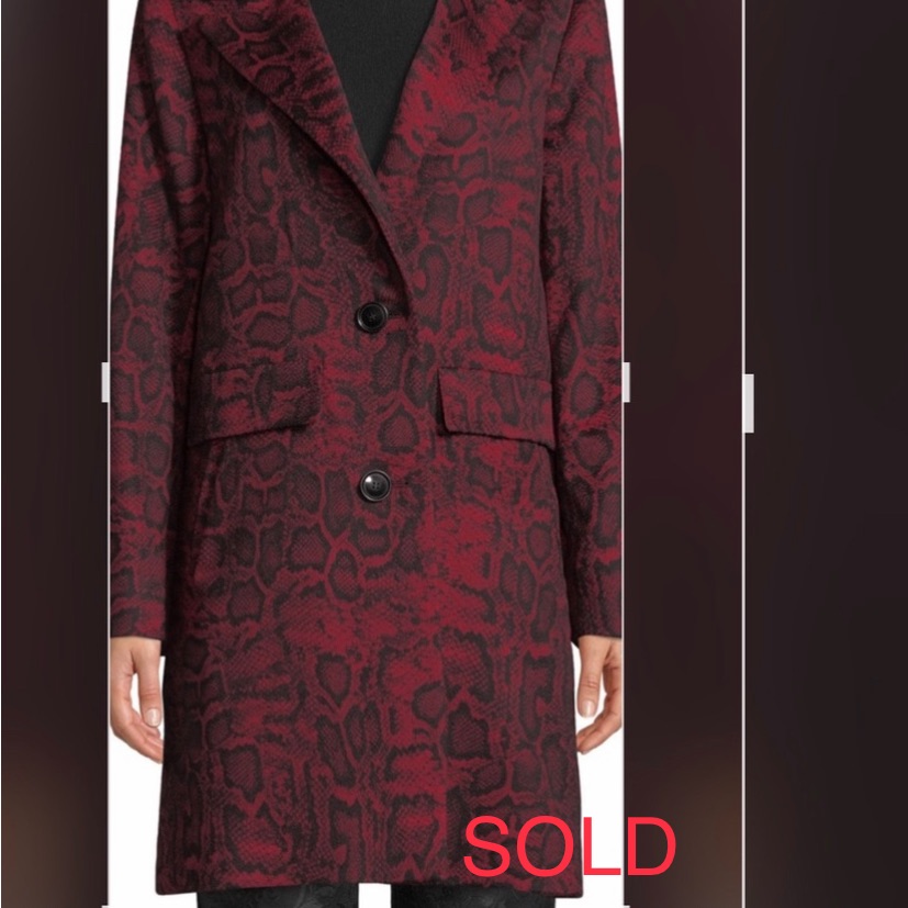 Sofia Cashmere Python-Print Wool-Blend Car Coat